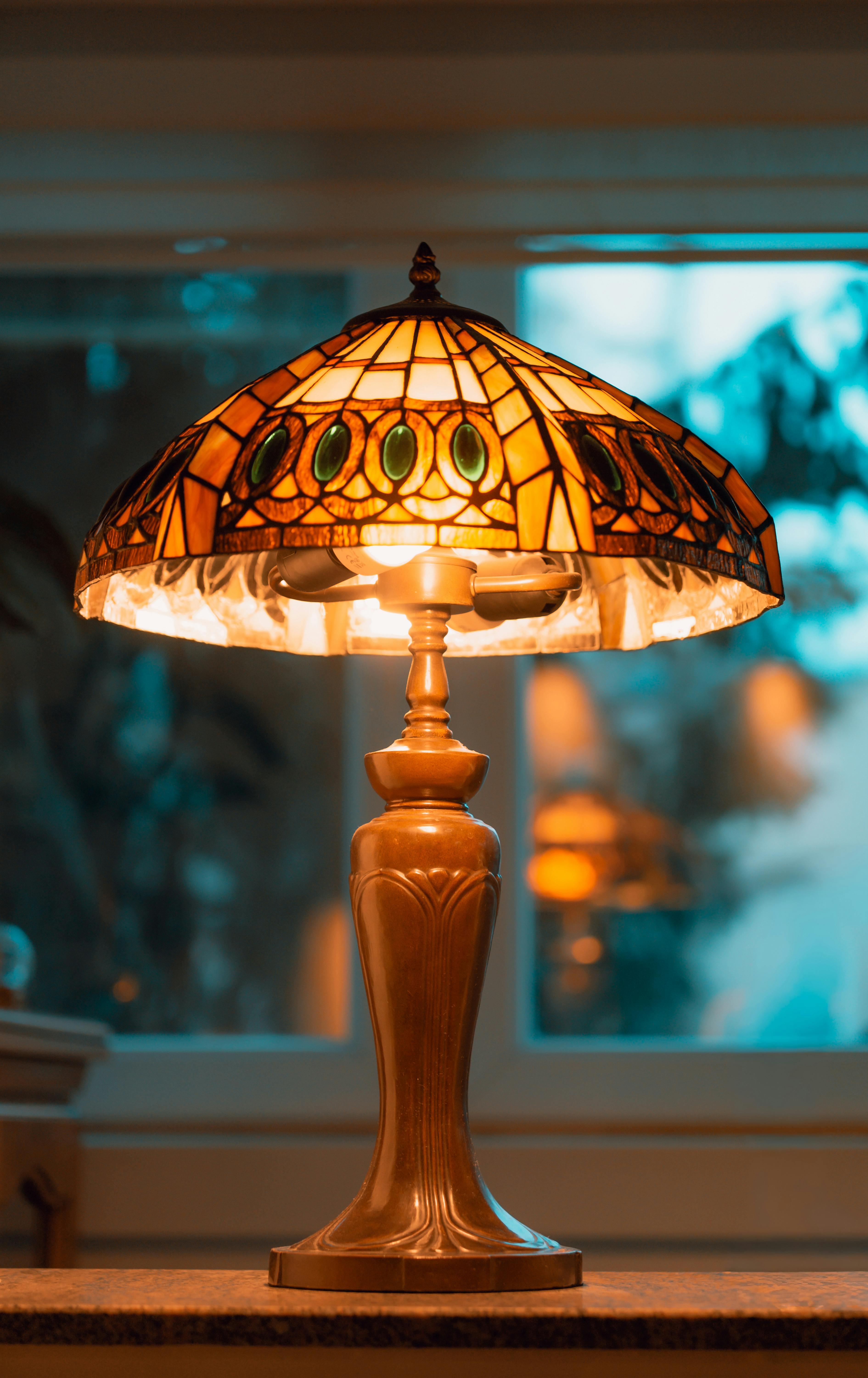 Decorative lamps glowing in a modern room